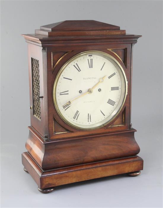 Blundell of London. An early Victorian mahogany hour repeating eight day bracket clock, height 18in.